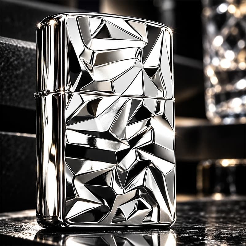 ZIPPO アーマー ジッポ ライター アイスカット シルバー White Nickel 両面加工 彫刻 かっこいい 重厚 おしゃれ メンズ ギフト プレゼント