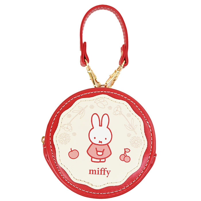 ミニポーチ ミッフィー ラウンドマカロンポーチ クツワ miffy ストラップ付 リップポーチ かわいい バッグチャーム 子供 大人 プレゼント かわいい おしゃれ お菓子 おもしろい うさぎ ミッフィーグッズ 新作 まる 母の日 クリスマス プレゼント 彼女