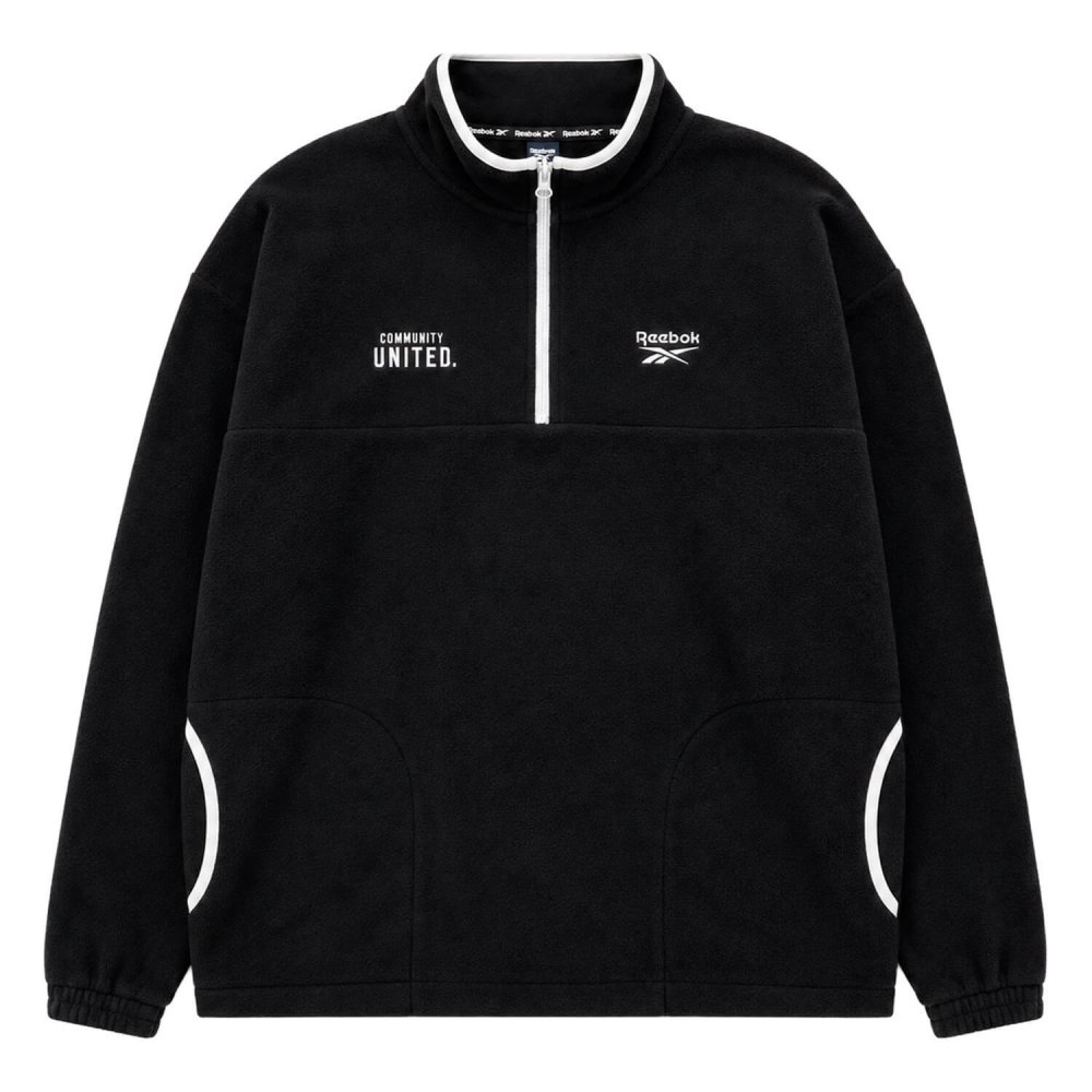 Reebok リーボック フリース プルオーバー レディース メンズ  トレーナー 長袖  裏起毛 ハーフジップ 軽量 ワンポイントロゴ 刺繍   ブランド ゆったり ユニセックス 春 秋 冬 M L LL 黒 白 紺 2026fw