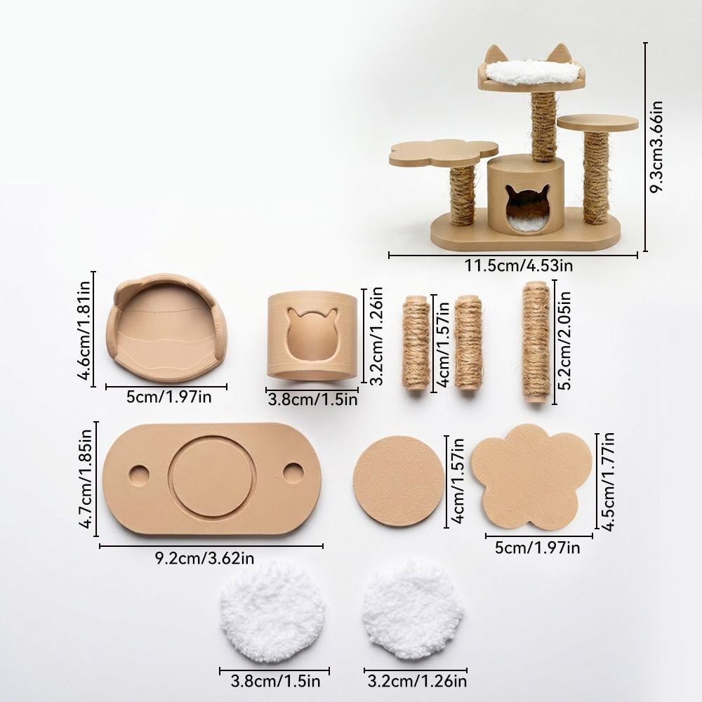 ミニチュア キャットタワー 3Dプリント 組み立て式 DIY 猫 ドールハウス 家具 1/12スケール OB11 人形用 インテリア 小物 撮影道具 ジオラマ 装飾 かわいい