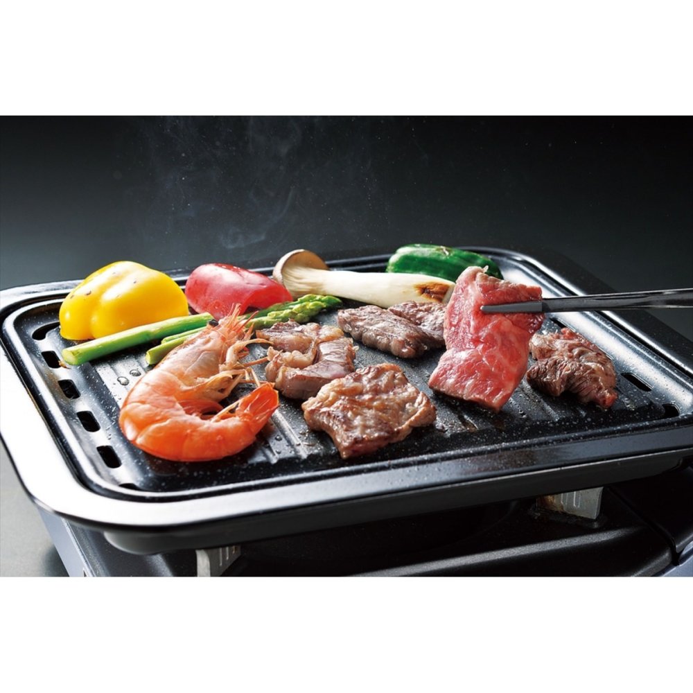 マーブルダイヤモンドコート角型焼肉グリル フックハンドル付き 調理器具 グリル 収納フック付き カセットコンロ専用【北海道・沖縄県・離島 配送不可】