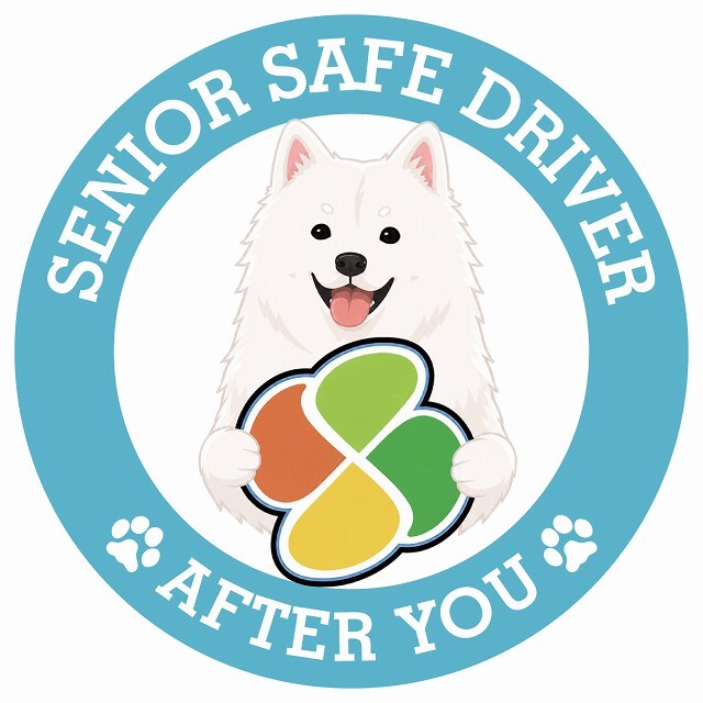カーサイン 高齢者マーク SENIOR SAFE DRIVER 紀州犬 ステッカー シール 直径13cm 肉球 日本製 車