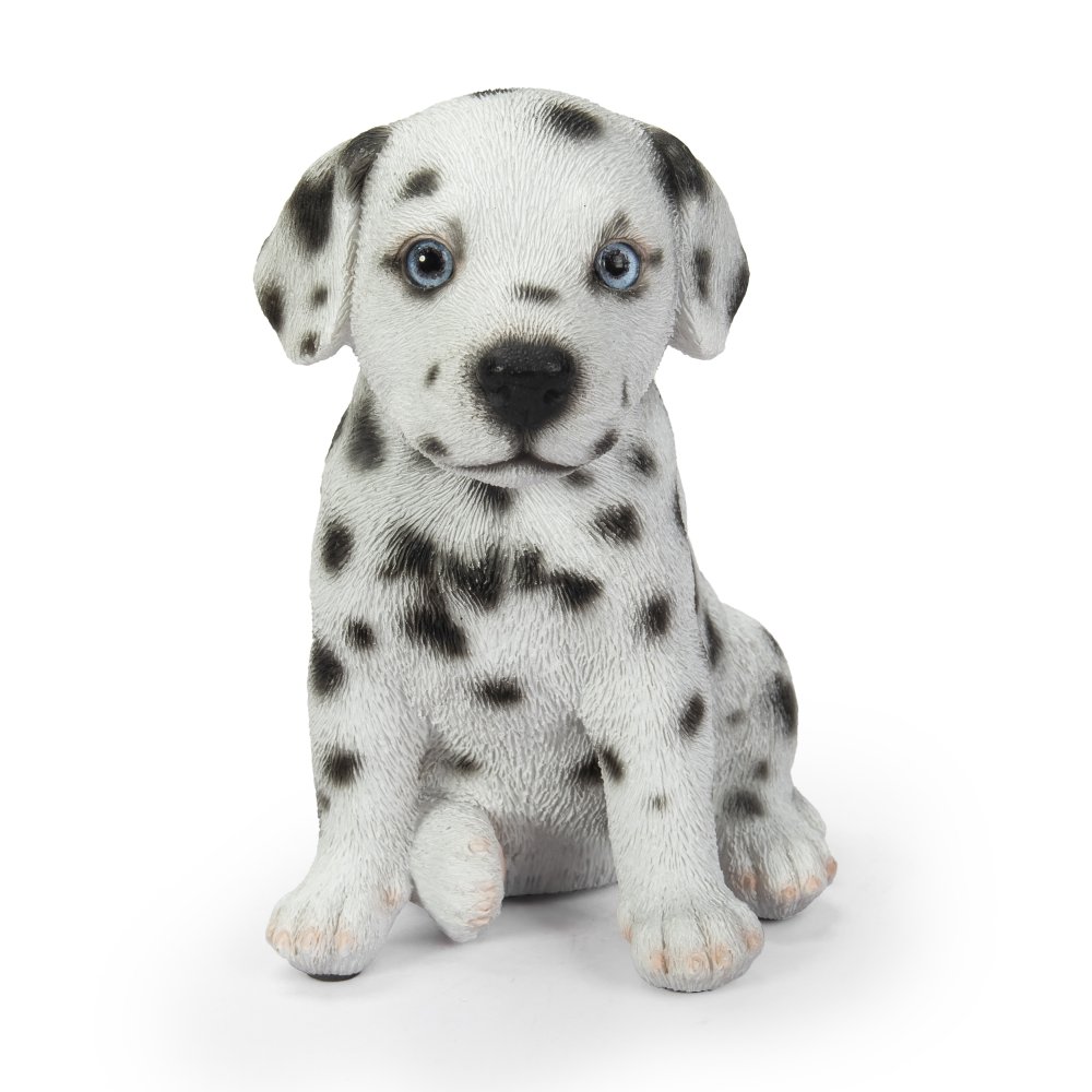犬の置物 woobia ウービア お座りダルメシアン 子犬 リアル動物オーナメント 高さ12cm 青い瞳 イギリス職人手彩色 玄関 リビング 棚 インテリア 犬好き 誕生日 新築祝い 記念日 お祝い ギフト プレゼント かわいい