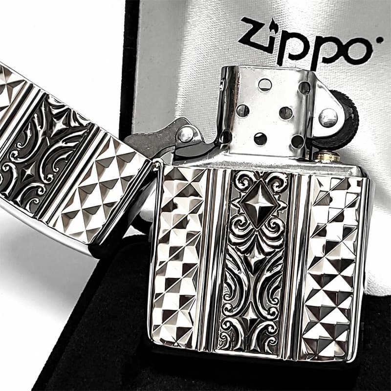 ZIPPO アーマー カスタムライン ジッポ ライター 両面加工 細密彫刻 中世模様 銀 いぶし仕上げ シルバー かっこいい 重厚 高級 おしゃれ メンズ ギフト プレゼント