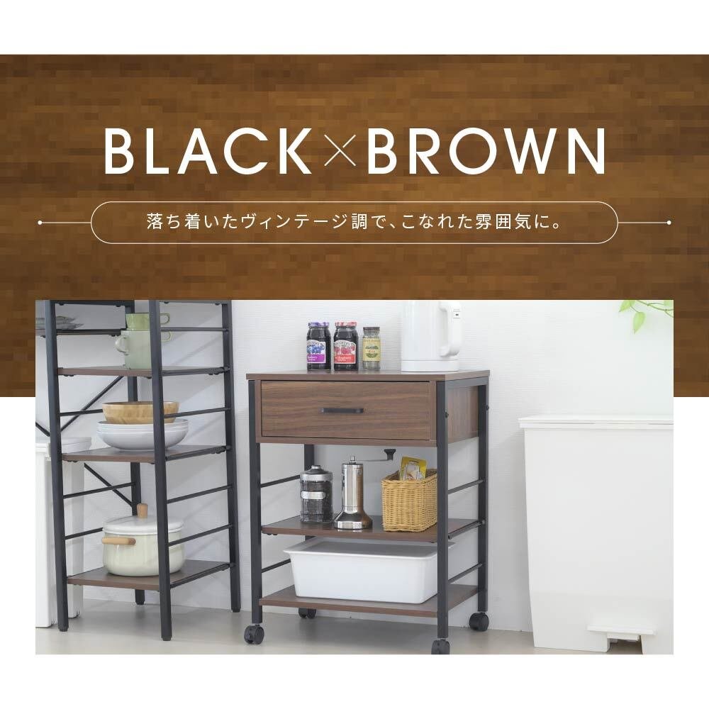 キッチンワゴン キャスター付き スリム 作業台 幅50 奥行35 高さ65 炊飯器 トースター 食器 収納 引き出し 付き コンパクト ラック 2段 3段 木製: キャスター付きで簡単に移動でき ちょっとした作業台にもなり スチール 収納家具 インテリア