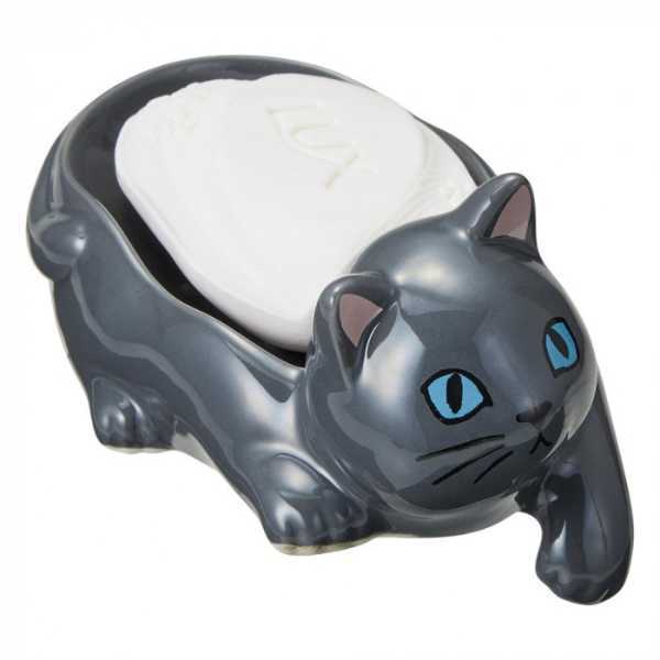 セトクラフト ソープディッシュ 磁器製 黒 猫 おしゃれ ソープトレー 石鹸置き 水切り ぬめり防止 洗面所 バスルーム 雑貨 インテリア雑貨 陶器製