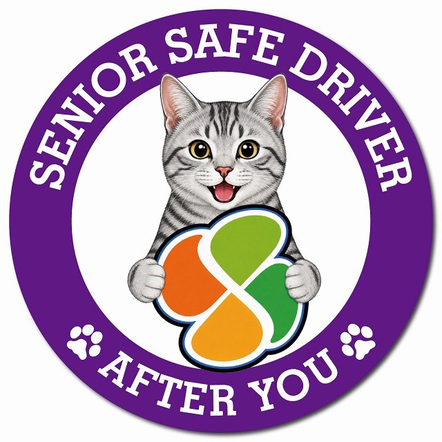 カーサイン 高齢者マーク SENIOR SAFE DRIVER サバトラ マグネット 強力 直径13cm 肉球 日本製 車 ステッカー