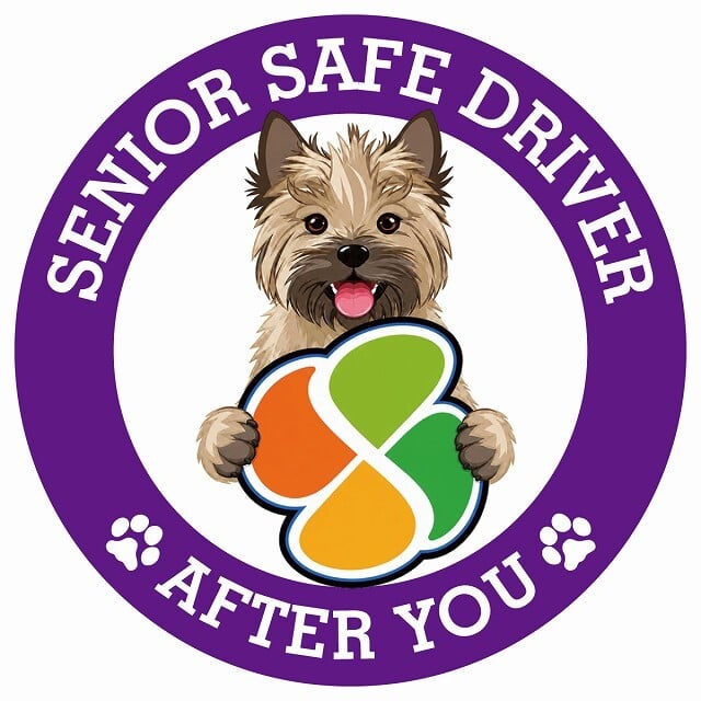 カーサイン 高齢者マーク SENIOR SAFE DRIVER ケアーンテリア ステッカー シール 直径13cm 肉球 日本製 車