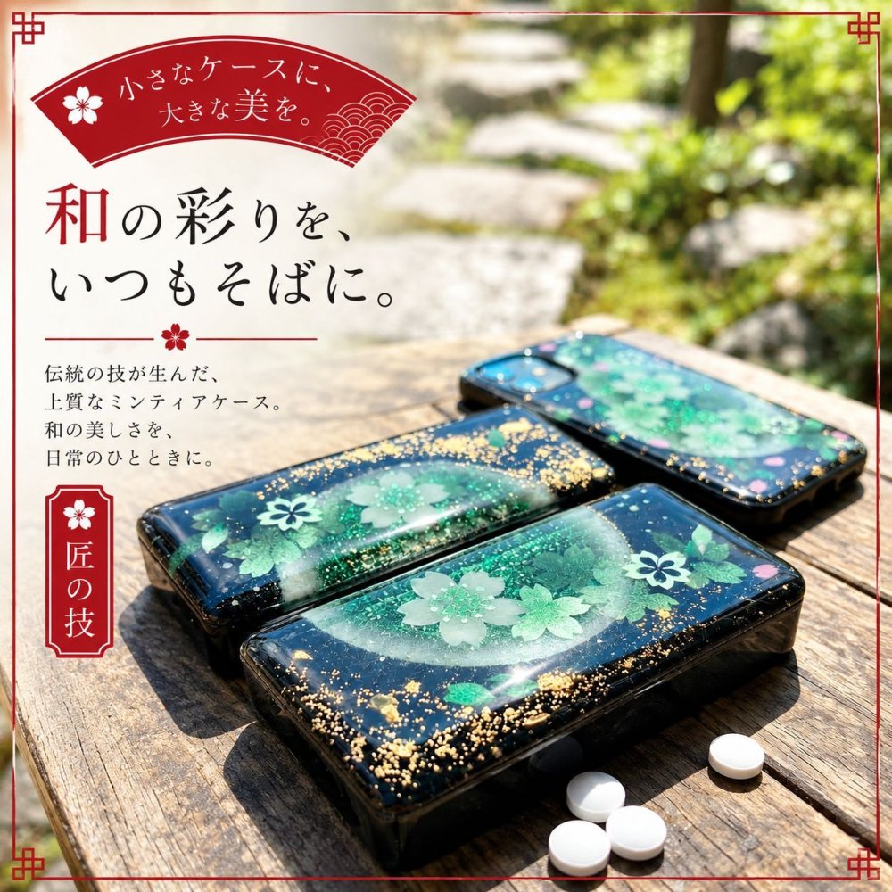 職人の手作り！和柄ペアFRISKケース「絵」フリスク タブレット ミント 名入れ 職人 手作り ハンドメイド 送料無料 伝統工芸 桜 和モダン 和柄 和風 和雑貨 ギフト プレゼント 贈り物