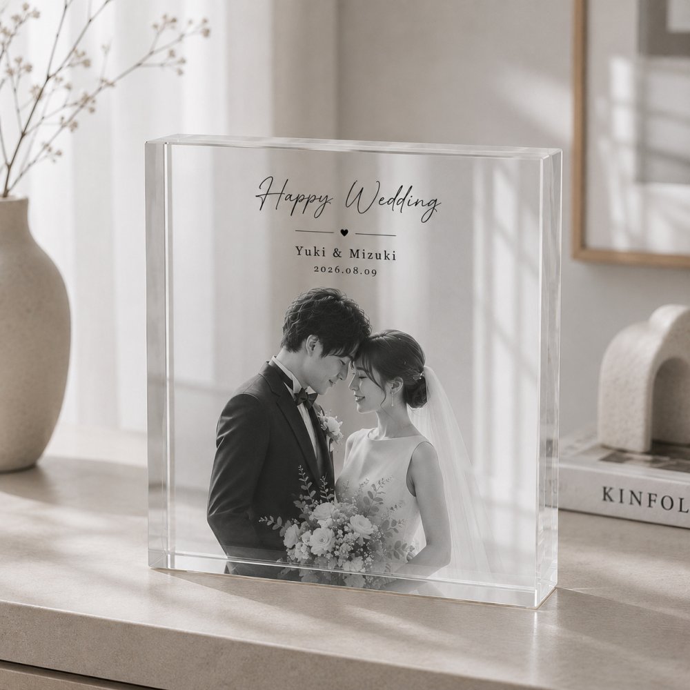 結婚記念 ガラスブロック モノクロ写真 結婚式 誕生日 オーダーメイド 写真立て オリジナル ギフト 結婚祝いギフト 花嫁 クリスタル ウェルカムスペース フォトフレーム 入籍祝い 会場装飾 記念日 おしゃれ 贈り物 感謝 プレゼント 名入れ 二次会 記念品 門出 新郎新婦 ゲスト フォトキューブ 結婚祝い 披露宴会場 サプライズ 演出 結婚式当日 飾り付け 写真入り 写真 高級 入籍【c01】