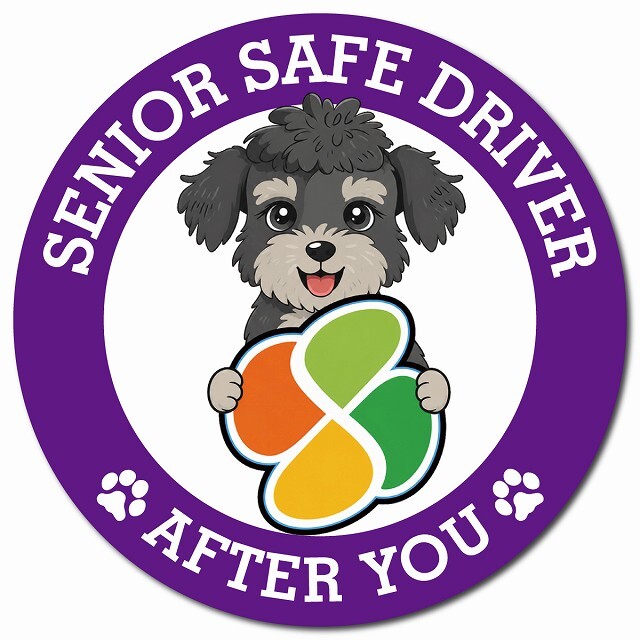 カーサイン 高齢者マーク SENIOR SAFE DRIVER シュナプー マグネット 強力 直径13cm 肉球 日本製 車 ステッカー