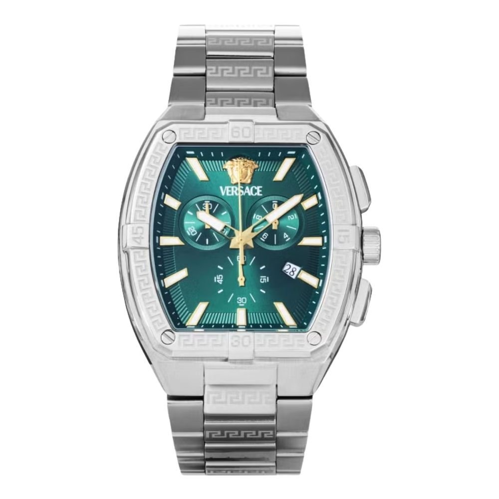 ヴェルサーチェ 腕時計 メンズ グリーン シルバー ゴールド 44mm VERSACE SPORTY TONNEAU GRECA クロノグラフ スイス製 メンズ腕時計 高級 ブランド おしゃれ プレゼント ギフト 卒業 入学 お祝い