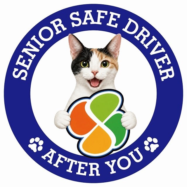 カーサイン 高齢者マーク SENIOR SAFE DRIVER ジャパニーズボブテイル ステッカー シール 直径13cm 肉球 日本製 車