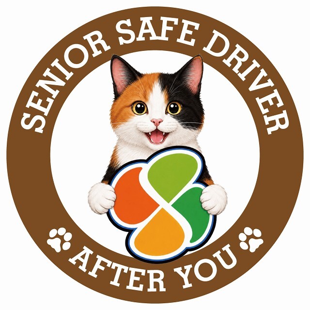 カーサイン 高齢者マーク SENIOR SAFE DRIVER 三毛 ステッカー シール 直径13cm 肉球 日本製 車