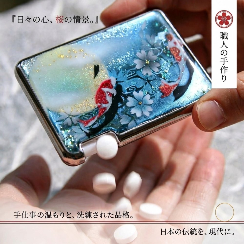ミンティアケース『句』名入れ 職人 手作り ハンドメイド 送料無料 伝統工芸 立体樹脂 金彩 桜 和モダン 和柄 和風 和雑貨 和小物 ギフト プレゼント フリスク