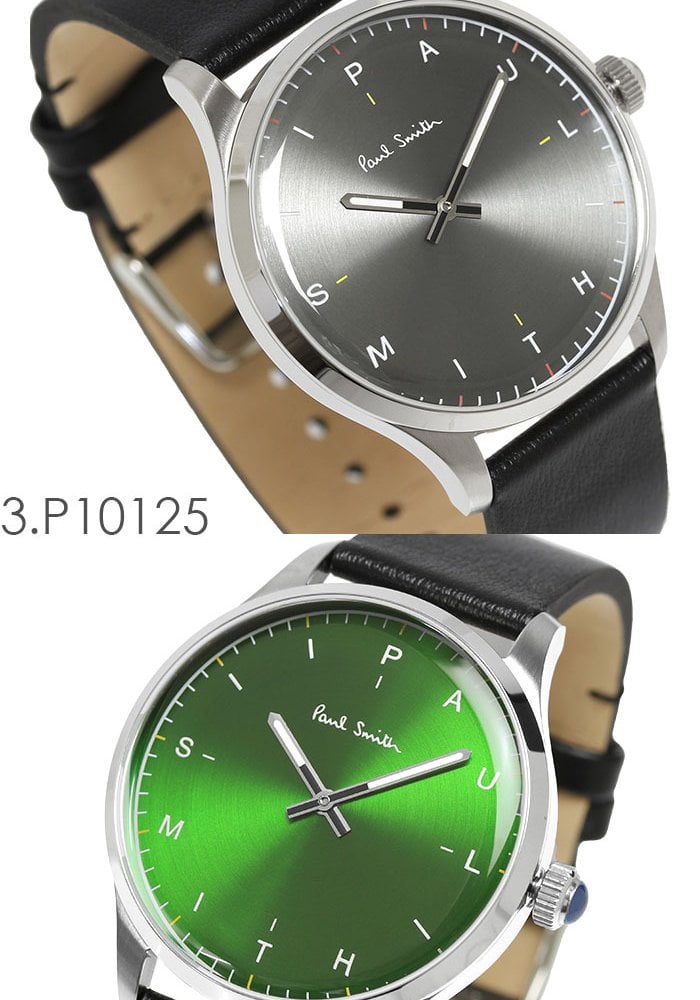ポールスミス Paul Smith 腕時計 メンズ 革ベルト 41mm レザー クラシック ブランド 人気 ウォッチ ギフト プレゼント テンポ TEMPO グリーン グレー シルバー ブラック