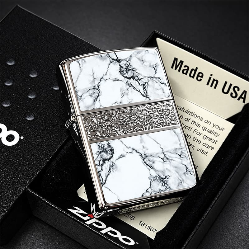 ZIPPO おしゃれ ライター アラベスク＆大理石 ジッポ Arabesque Marble 両面加工 彫刻 シルバー ホワイト かっこいい メンズ ギフト プレゼントッポ ライター かっこいい 5面加工 エッチング彫刻 金赤 金タンク メンズ プレゼント ギフト