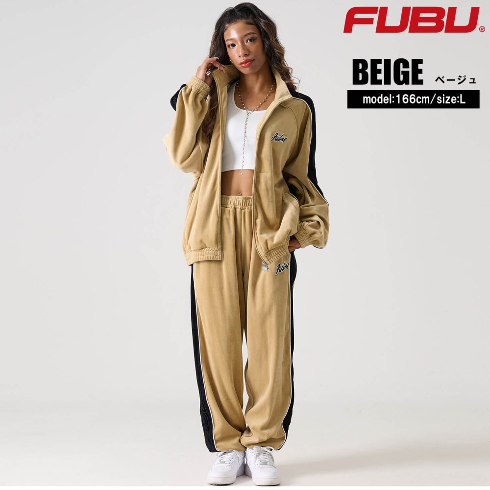 FUBU フブ ロングパンツ メンズ ベロアパンツ イージーパンツ トラックパンツ ルーズシルエット ウエストゴム ブランド 秋 冬 ロゴ 刺繍 大きいサイズ XL XXL オーバーサイズ アメカジ レディース ストリート系 黒 2025fw karlas