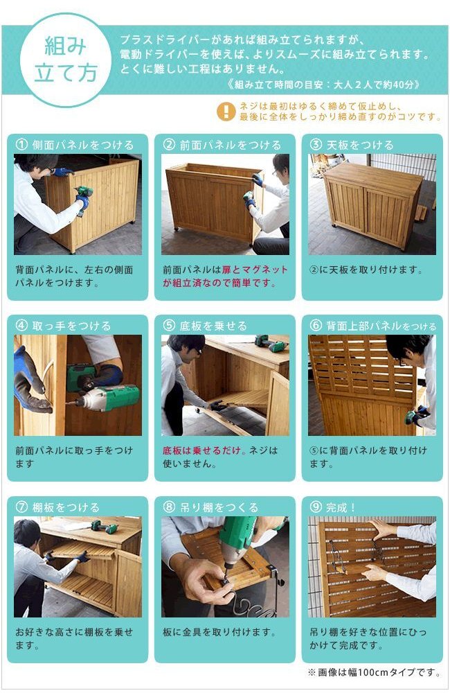 ガーデン エクステリア 天然木 パネル付き収納庫80 倉庫 屋外 室内 コンテナ ベランダ 木製 作業棚 吊り棚 新生活