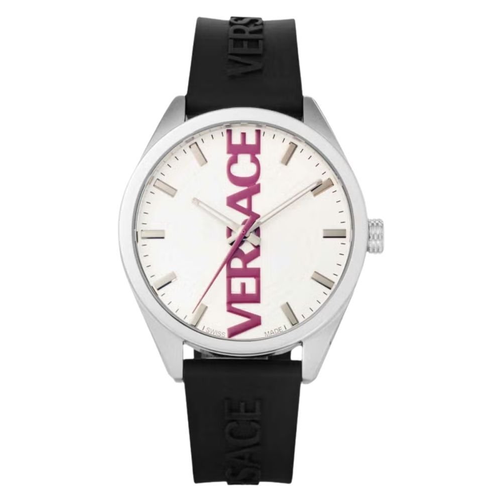 ヴェルサーチェ 腕時計 メンズ ホワイト シルバー ブラック 42mm VERSACE V-VERTICAL シリコンベルト スイス製 メンズ腕時計 軽量 ブランド おしゃれ プレゼント ギフト 卒業 入学 お祝い