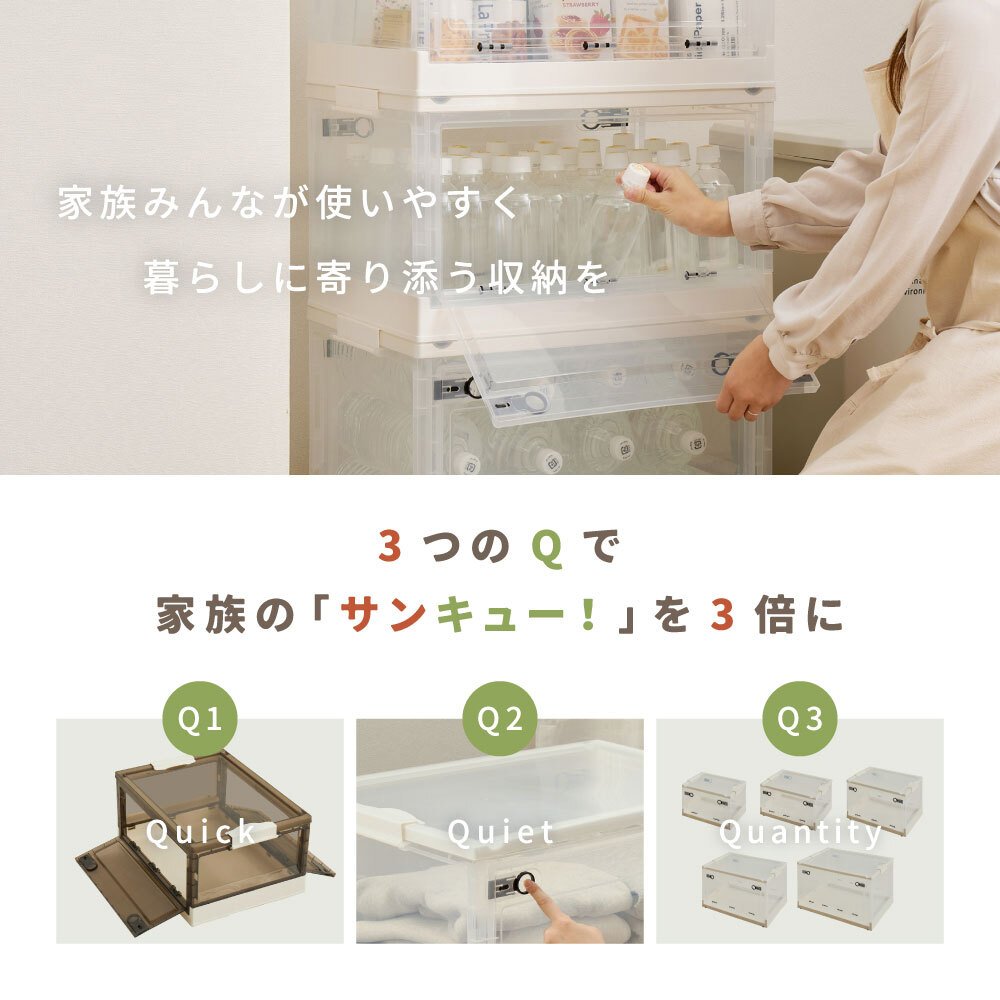 ベッド 寝具 収納ボックス 折りたたみ 収納ケース 収納BOX 収納コンテナ 積み重ね スタッキング 押し入れ収納 下収納 コンパクト フタ付き キャスター付き 3面開き セット クリア スモーク XXL（96L）