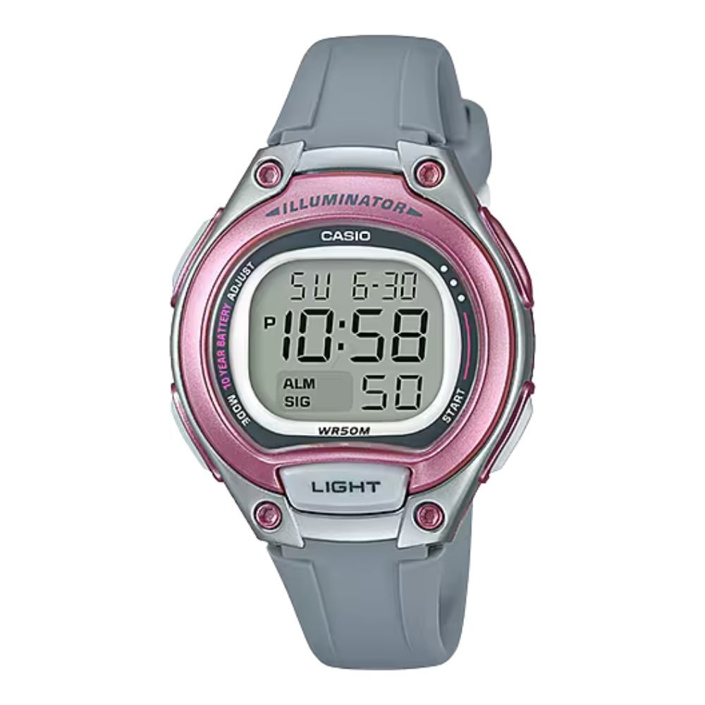 カシオ 腕時計 レディース キッズ 子供 グレー ピンク シルバー デジタル 海外モデル 逆輸入 10年電池 50m防水 LEDライト 小さめ 軽量 女の子 学生 入学祝い 誕生日 プレゼント ギフト CASIO 収納ケース付き 成人 卒業 入学