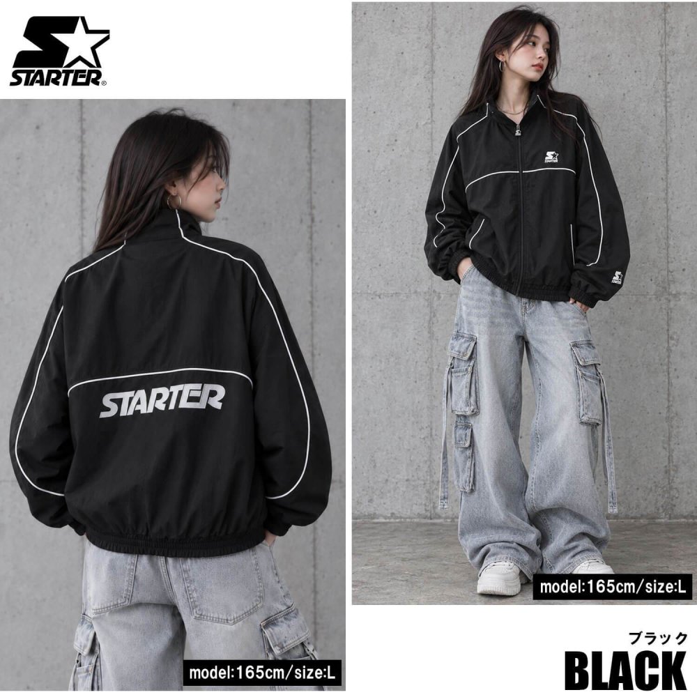 STARTER スターター スタンドブルゾン レディース メンズ sbm-6253トラックジャケット ナイロン タスラン メッシュ裏地 パイピング ワッペン ロゴ 刺繍 ジップアップ オーバーサイズ ストリート ヒップホップ ダンス M L XL 2026FW Karlas