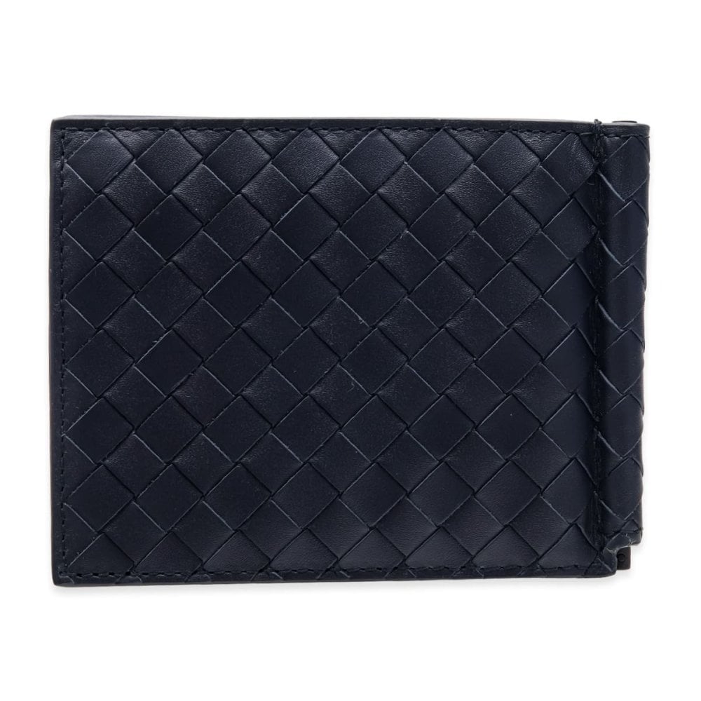 選べる2色 ボッテガヴェネタ 二つ折り財布 メンズ マネークリップ イントレチャート BOTTEGA VENETA 小銭入れなし カード入れ6枚 本革 レザー エスプレッソ ネイビー 薄型 123180 V47W1