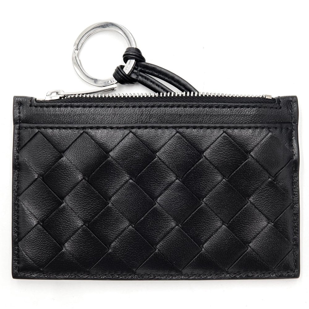 ボッテガヴェネタ BOTTEGA VENETA コインケース 小銭入れ キーケース キーリング付き イントレチャート メンズ レディース ブラック 黒 ラムレザー 本革 ファスナー 608784 V48C3 8803 ミニ財布