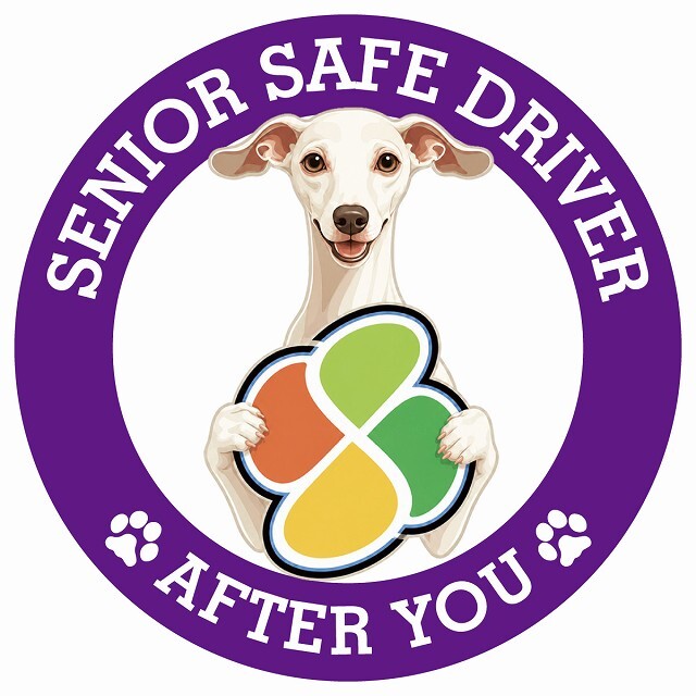 カーサイン 高齢者マーク SENIOR SAFE DRIVER イタリアングレーハウンド ステッカー シール 直径13cm 肉球 日本製 車