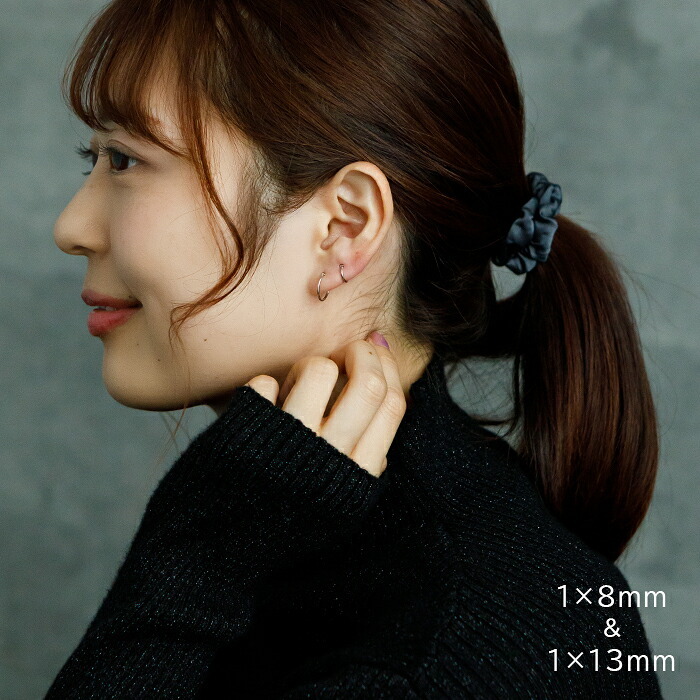 【ジュエリーの町 山梨甲府製】プラチナ フープピアス 細い 小さい PT900 幅2mm×直径10mm アレルギー対応  日本製 品質保証書 おすすめ 片耳 1個 かわいい