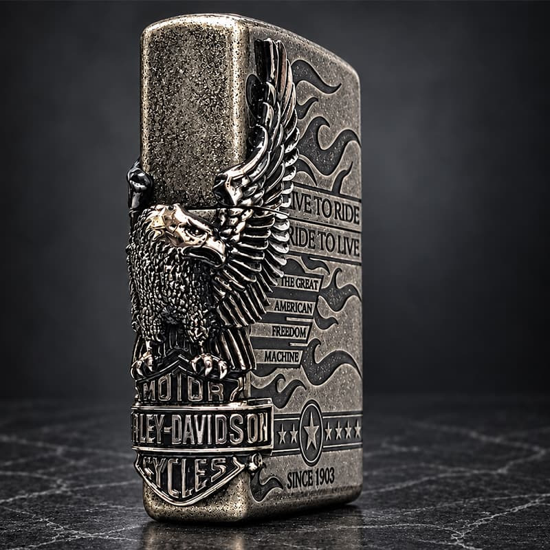 ZIPPO ハーレー ダビッドソン ジッポ ライター アンティークシルバー 銀古美 3面大型メタル 鷲 HARLEY-DAVIDSON 日本国内限定モデル かっこいい メンズ ギフト