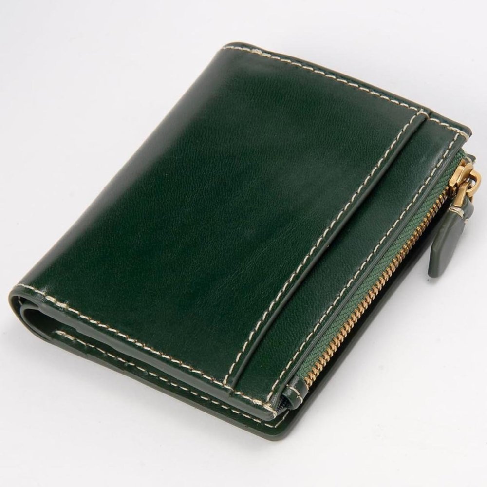 ベリーズヨーク　BELLIES YORK　コンパクト財布　二つ折り財布　BYTM1882GR　グリーン　緑色　ベジタブルタンニン　イタリアンレザー　牛革　”エイジングを楽しむ革小物”
