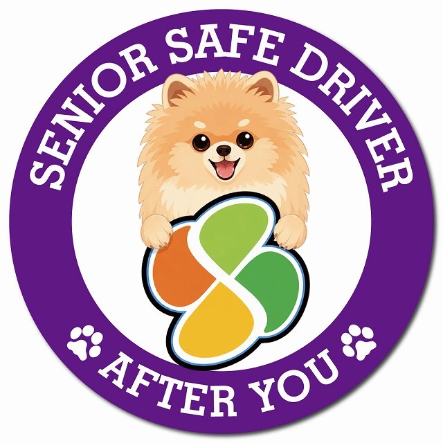 カーサイン 高齢者マーク SENIOR SAFE DRIVER ポメキー マグネット 強力 直径13cm 肉球 日本製 車 ステッカー