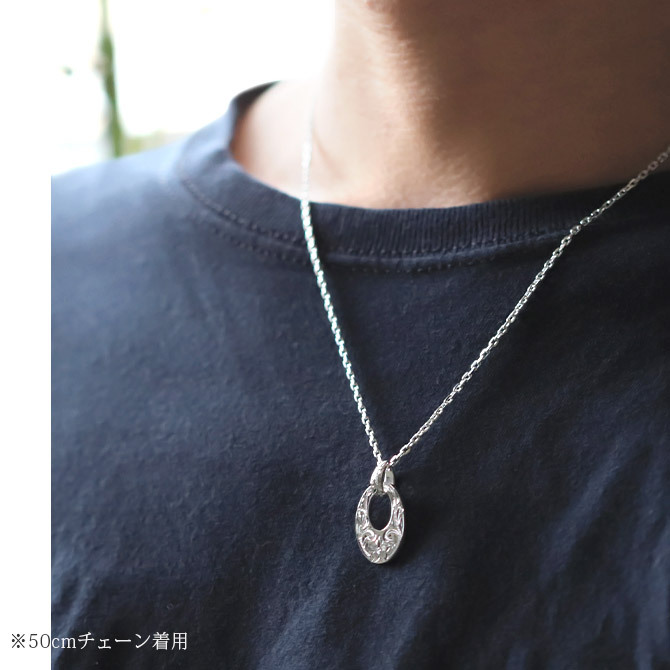ハワイアンジュエリー ネックレス シルバー ネックレス 刻印 無料 誕生石入れ可 オーバルサークル Sサイズ 全長26mm ロジウムコーティング シルバー925 ギフトラッピング可能 チェーン 長さ選べる プレゼント ハロウィン 【品番：CG-SP308】