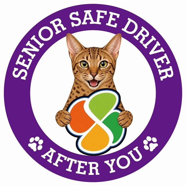 カーサイン 高齢者マーク SENIOR SAFE DRIVER オシキャット ステッカー シール 直径13cm 肉球 日本製 車