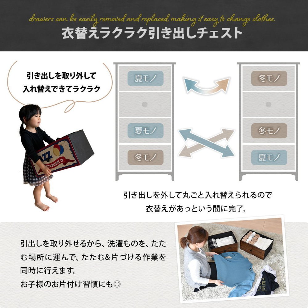 ターンチェスト 3段 RVLS0283 不織布チェスト 幅45cm 奥行30cm 高さ77cm 収納 木目柄 リビング収納 北欧 アメカジ ヴィンテージ 小花柄 ボタニカル 木製天板 軽量 大容量 新生活