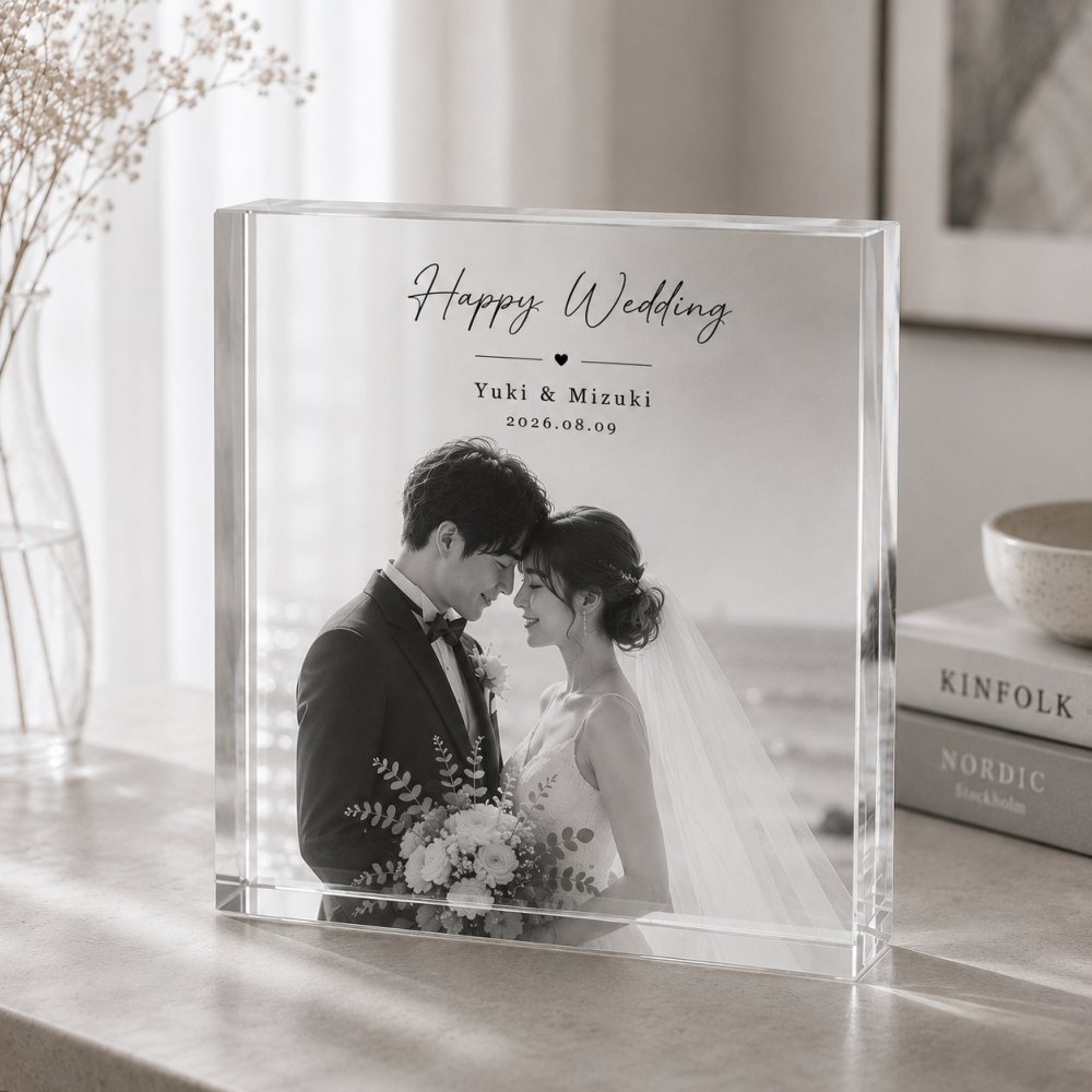 結婚記念 ガラスブロック モノクロ写真 結婚式 写真入り オリジナル フォトフレーム サプライズ オーダーメイド 名入れ 演出 写真立て ギフト ウェルカムボード 写真 クリスタル 飾り付け ゲスト 贈り物 記念品 門出 ウェルカムスペース 記念日 二次会 結婚祝いギフト 会場装飾 入籍祝い 感謝 披露宴会場 高級 プレゼント 結婚式当日 おしゃれ 新郎新婦 誕生日 結婚祝い 花嫁 入籍【c01】