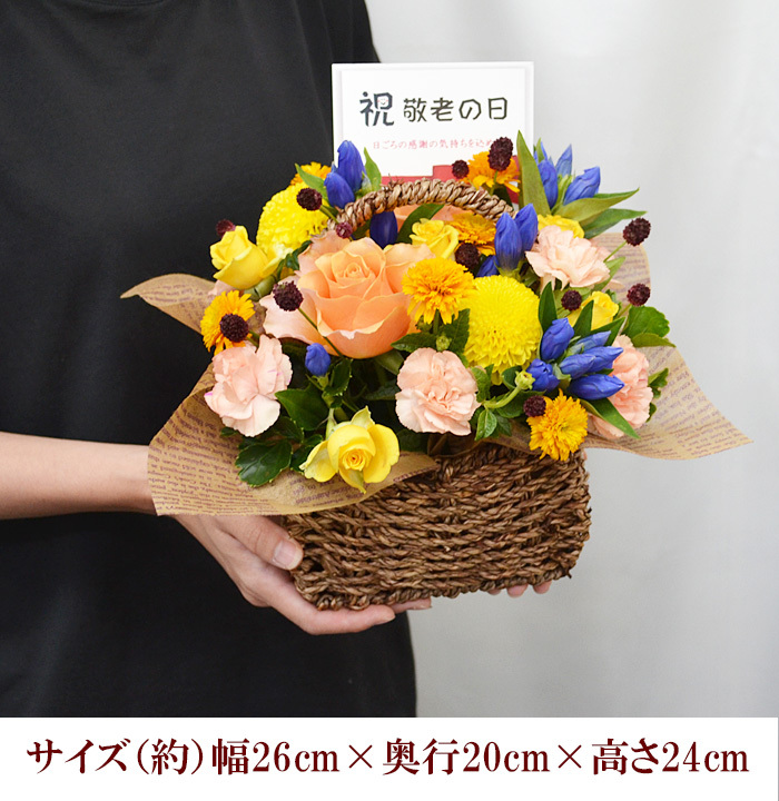 敬老の日限定 秋の彩りバスケットアレンジ 敬老の日 ギフト 花 プレゼント フラワーアレンジメント 敬老の日ギフト