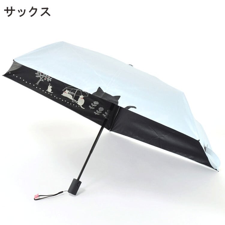 オールウェザー 折りたたみ傘 定形外 送料無料 黒コーティング傘 S35174 日傘 晴雨兼用傘 傘 ねこ 遮光 遮熱 にゃんこ UVカット 紫外線対策 日焼け対策