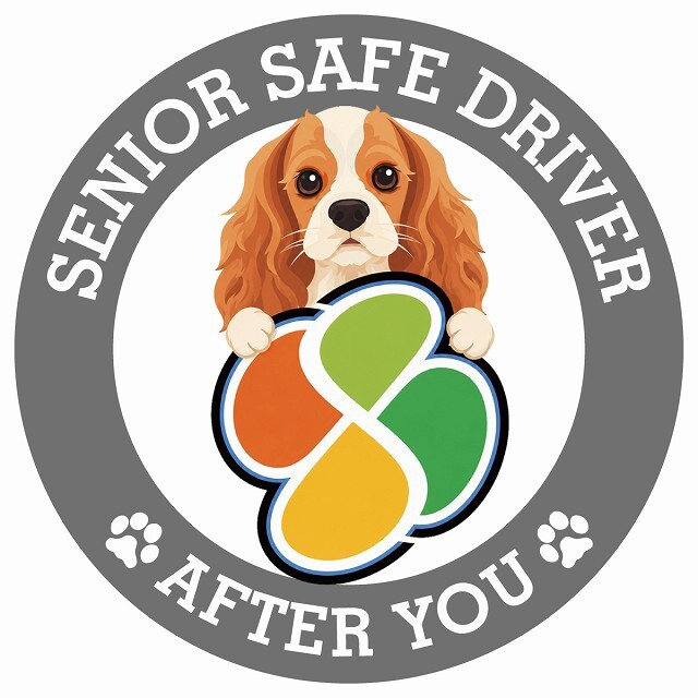 カーサイン 高齢者マーク SENIOR SAFE DRIVER イングリッシュコッカースパニエル ステッカー シール 直径13cm 肉球 日本製 車