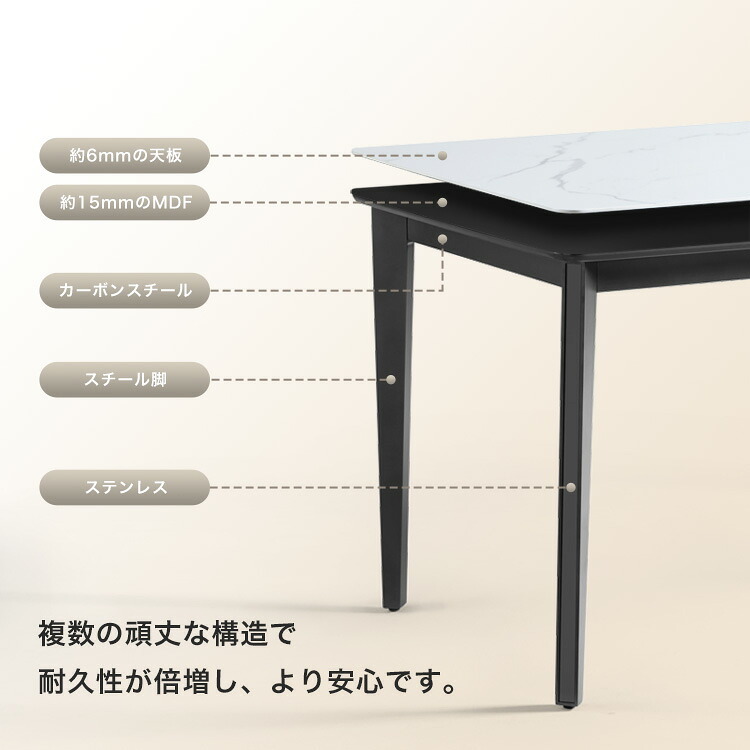 光沢天板ダイニングテーブル＆チェア 7点セット 160cm 新生活