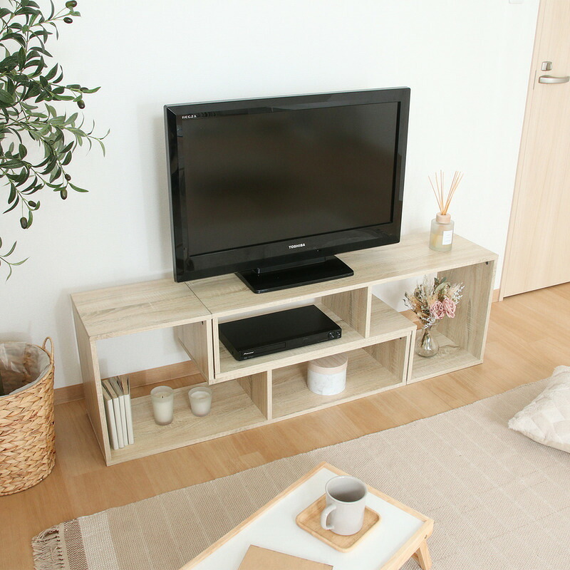 L字型伸縮TVボード オーク オーク・オークホワイト 2色展開 テレビ台 ローボード リビング収納 テレビボード おしゃれ シンプル 新生活 家具 インテリア 不二貿易