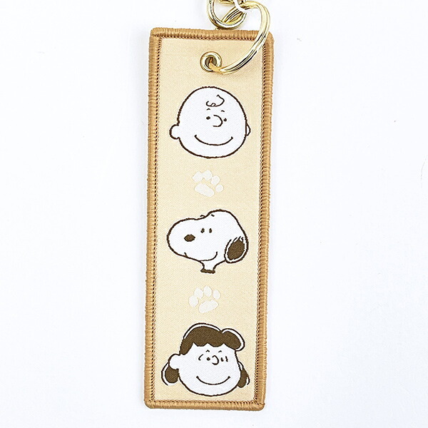 スヌーピー 織りキーホルダー ベージュ フレンズ Myselect SNOOPY
