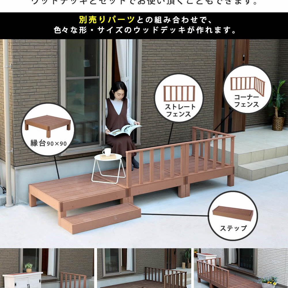 人工木ウッドデッキ ecofeel エコフィール ステップ 2台セット PWDE-STP90-2P