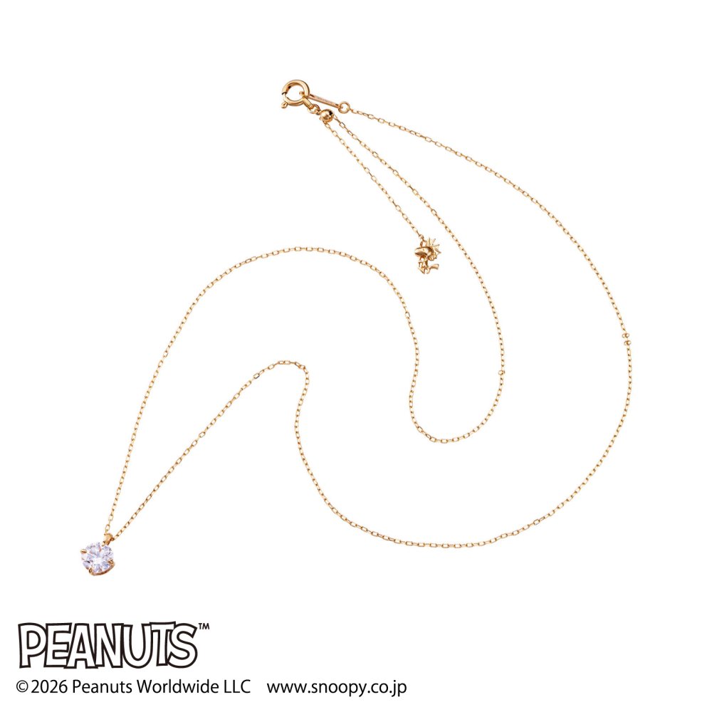 【受注生産品】【送料無料】 ウッドストック 一粒ダイヤ レディースネックレス PEANUTS 18金 ダイヤモンド ラボダイヤ 肉球 ブランド おしゃれ かわいい アクセサリー 10代 20代 30代 40代 50代 レディース 女性 誕生日 記念日 プレゼント ギフト ホワイトデー 母の日 white clover ホワイトクローバー