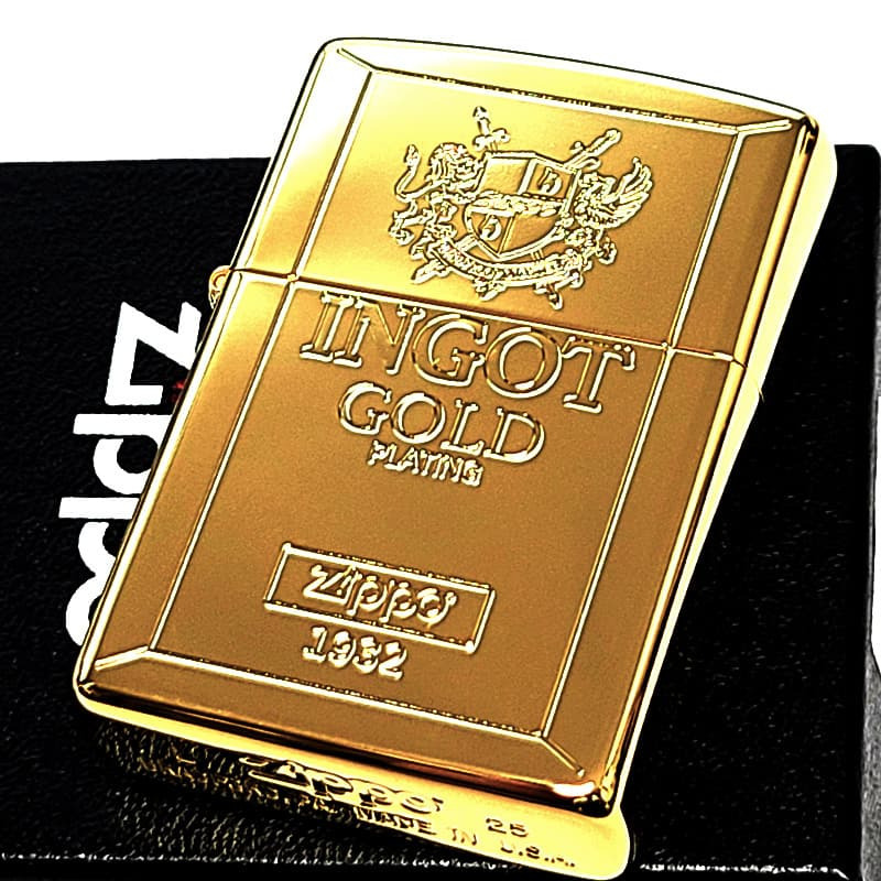 ZIPPO ライター インゴット ゴールド ジッポ 鏡面仕上げ 彫刻 かっこいい 金タンク 高級 金塊 おしゃれ メンズ ギフト プレゼント