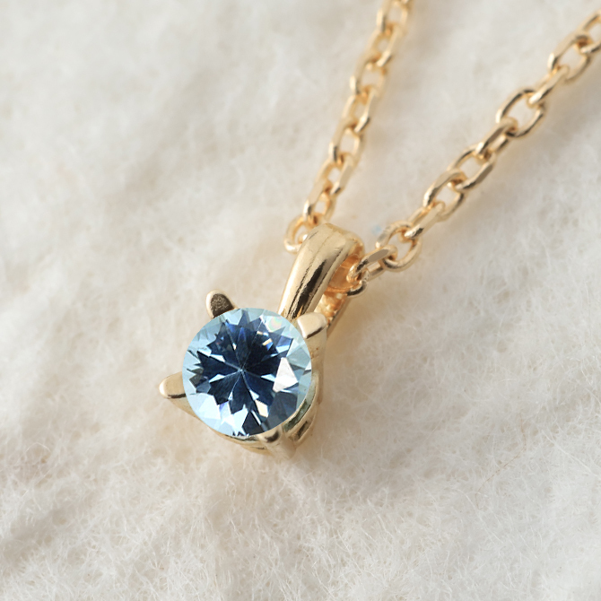 アクアマリン ネックレス K14 ゴールド ネックレス ハワイアンジュエリー ネックレス 14K K14ゴールド 14金 イエローゴールド ピンクゴールド ホワイトゴールド 3月誕生石 一粒 ギフトラッピング可能 BYTHESEA プレゼント ハロウィン 【品番：CG-GP501-3】