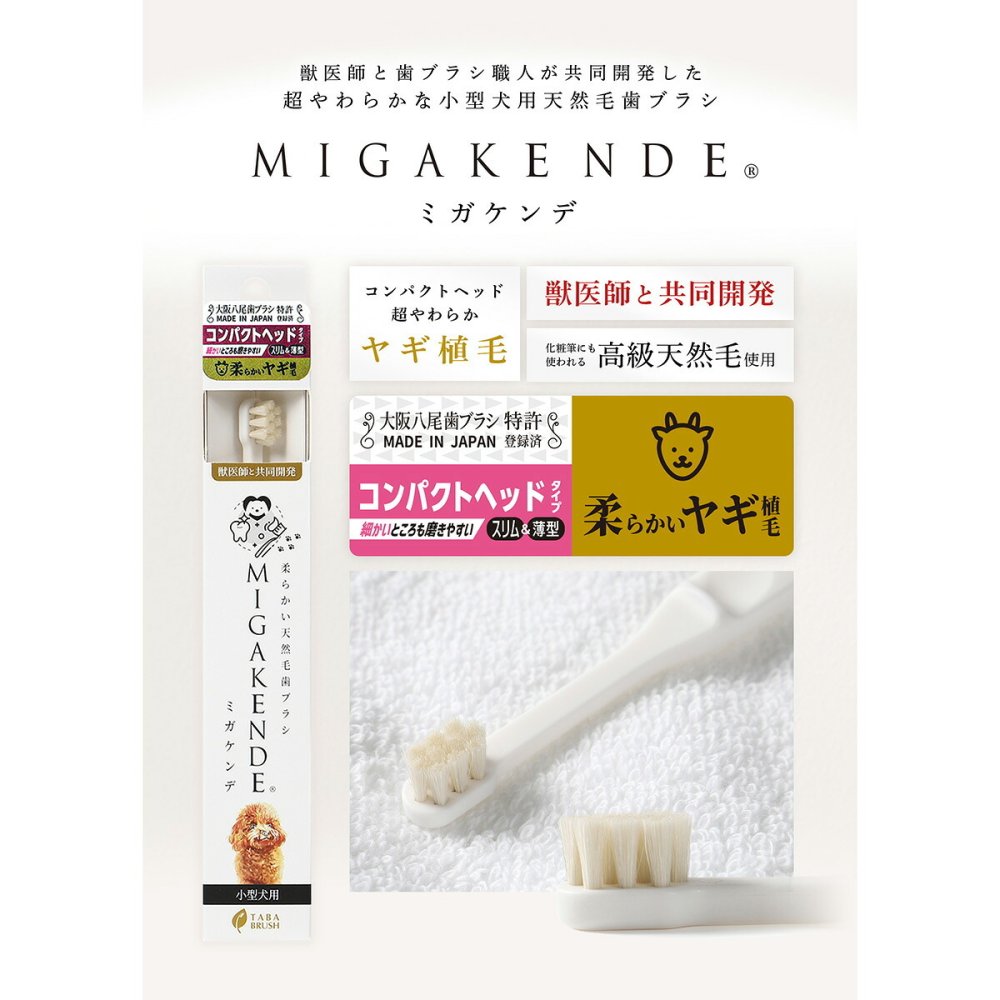 ミガケンデ MIGAKENDE 天然毛歯ブラシ ヤギ植毛 コンパクトヘッドタイプ