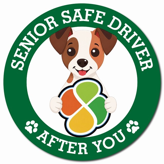 カーサイン 高齢者マーク SENIOR SAFE DRIVER ジャックラッセルテリア マグネット 強力 直径13cm 肉球 日本製 車 ステッカー